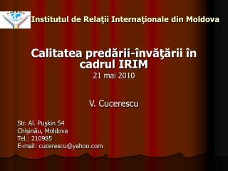 Institutul de Relaţii Internaţionale din Moldova