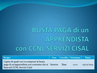 BUSTA PAGA di un APPRENDISTA con CCNL SERVIZI CISAL