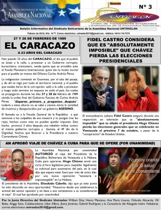 Boletín Informativo del Sindicato Bolivariano de la Asamblea Nacional UNTRAELAN