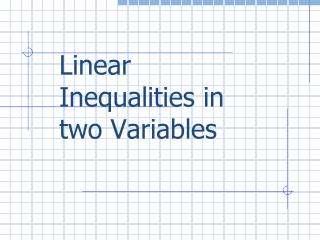 L inear Inequalities in two Variables