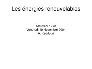 Les énergies renouvelables