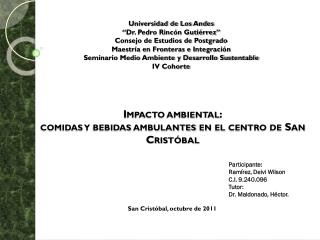 Impacto ambiental: comidas y bebidas ambulantes en el centro de San Cristóbal