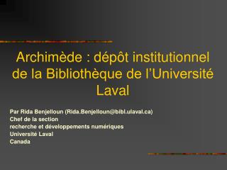 Archimède : dépôt institutionnel de la Bibliothèque de l’Université Laval