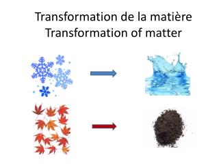 Transformation de la matière Transformation of matter