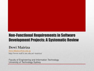Non-Functional Requirements in Software Development Projects: A Systematic Review