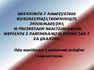 Opis współpracy z partnerami polskimi i zagranicznymi.