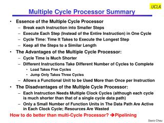 Multiple Cycle Processor Summary