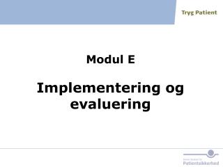 Modul E Implementering og evaluering