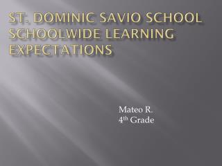St. Dominic Savio School Schoolwide Learning Expectations