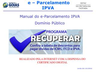 Manual do e-Parcelamento IPVA Domínio Público