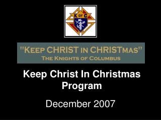 Keep Christ In Christmas Program