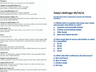 Today’s Bellringer 04 /19/ 13