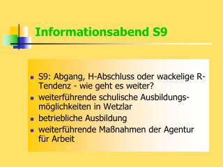 Informationsabend S9
