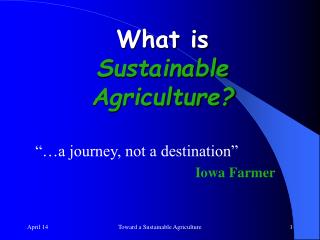 What is Sustainable Agriculture?