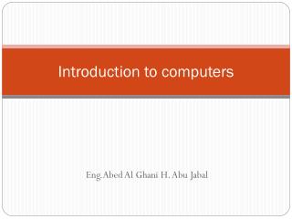 Introduction to computers