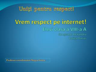Vrem respect pe internet ! Elevi clasa a VII I -a A Gongeanu Alexandru Buliga Darius