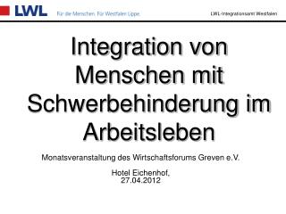 Integration von Menschen mit Schwerbehinderung im Arbeitsleben