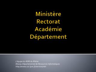 Ministère Rectorat Académie Département