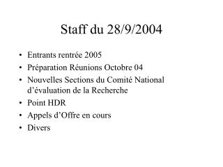 Staff du 28/9/2004