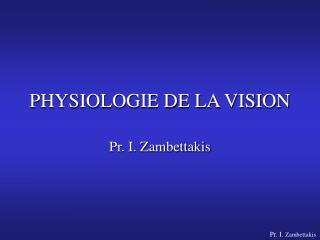 PHYSIOLOGIE DE LA VISION