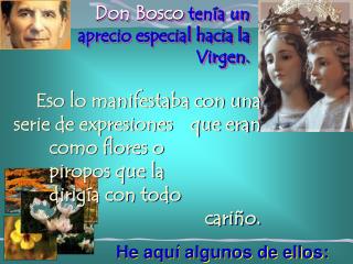 Don Bosco tenía un aprecio especial hacia la Virgen.