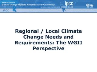 Regional / Local Climate Change Needs and Requirements: The WGII Perspective