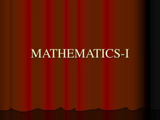 MATHEMATICS-I