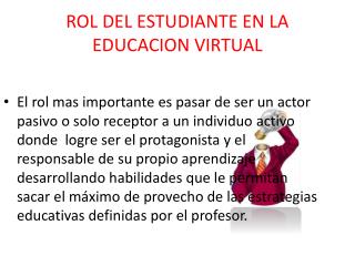 ROL DEL ESTUDIANTE EN LA EDUCACION VIRTUAL