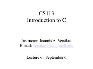 CS113 Introduction to C