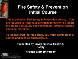Fire Safety &amp; Prevention Initial Course