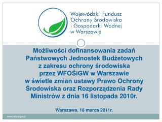 Podstawy prawne funkcjonowania WFOŚiGW w Warszawie