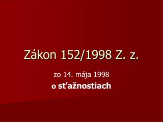 Zákon 152/1998 Z. z.