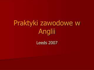 Praktyki zawodowe w Anglii