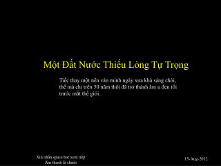 Một Đất Nước Thiếu Lòng Tự Trọng