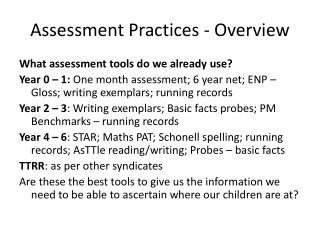 Assessment Practices - Overview