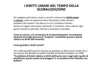 I DIRITTI UMANI NEL TEMPO DELLA GLOBALIZZAZIONE