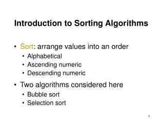 Introduction to Sorting Algorithms