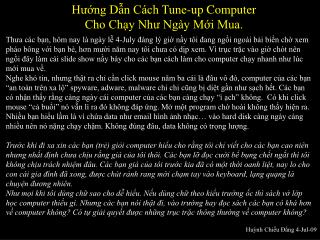 Hướng Dẫn Cách Tune-up Computer Cho Chạy Như Ngày Mới Mua.