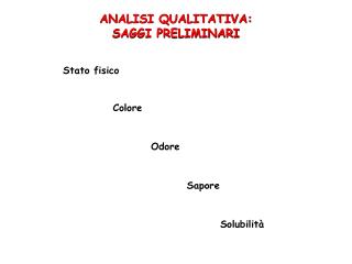 ANALISI QUALITATIVA: SAGGI PRELIMINARI