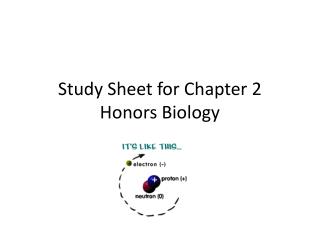 Study Sheet for Chapter 2 Honors Biology