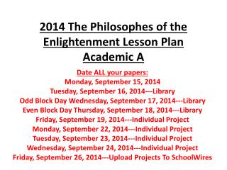 2014 The Philosophes of the Enlightenment Lesson Plan Academic A