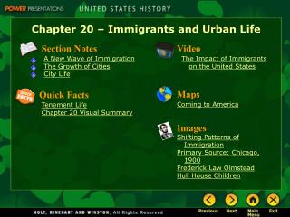 Chapter 20 – Immigrants and Urban Life
