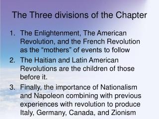 The Three divisions of the Chapter