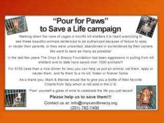 “Pour for Paws” to Save a Life campaign