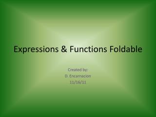 Expressions &amp; Functions Foldable