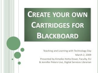 Create your own Cartridges for Blackboard