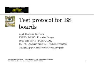 Test protocol for BS boards
