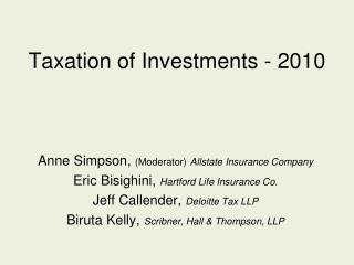 Taxation of Investments - 2010