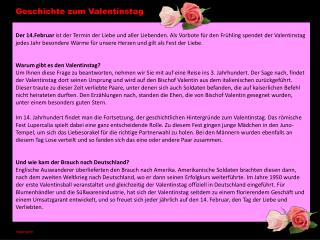 Geschichte zum Valentinstag