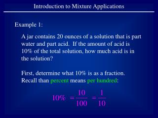 Introduction to Mixture Applications